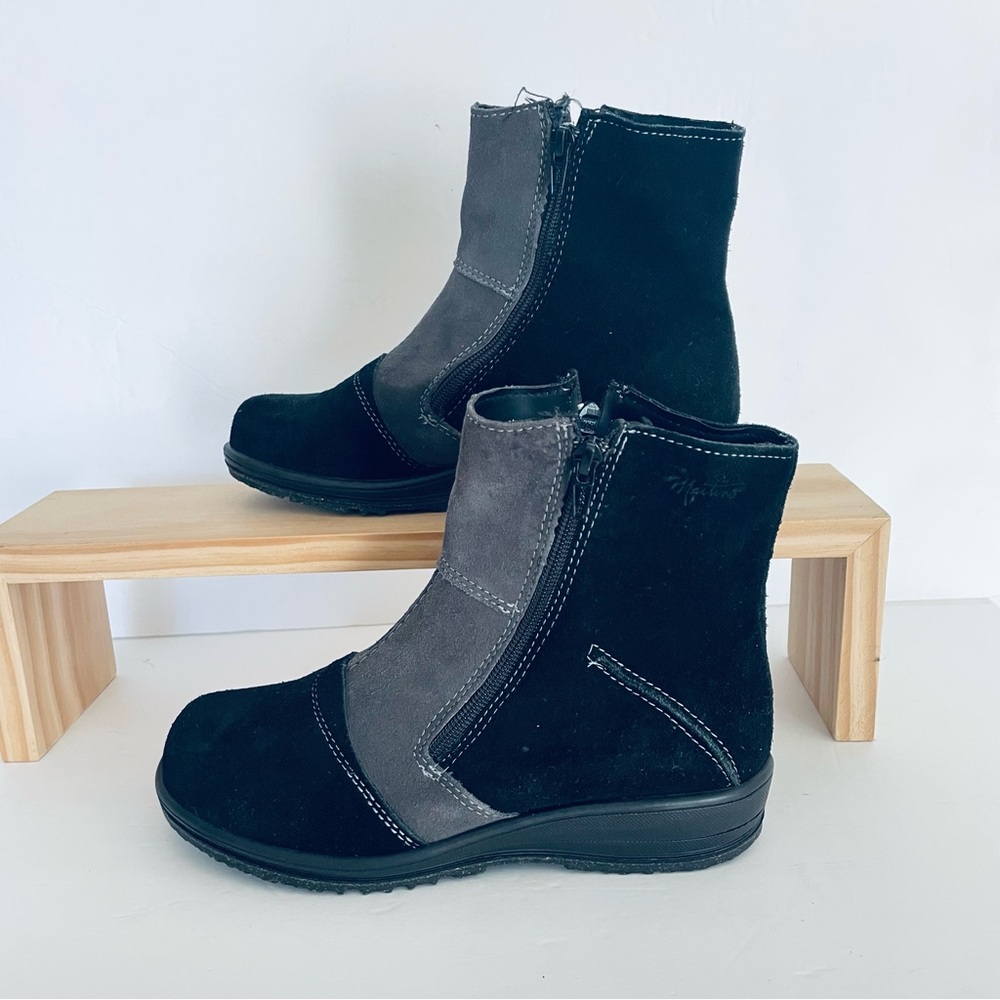 Martino Canada Shirley Black and Gray Color Block Suede Ankle Boots Size 8
